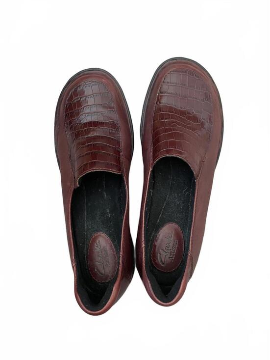 Clarks Artisan Azlyn Wish Burgundy Croc Leather Loafers - 7.5M - Picture 3 of 6